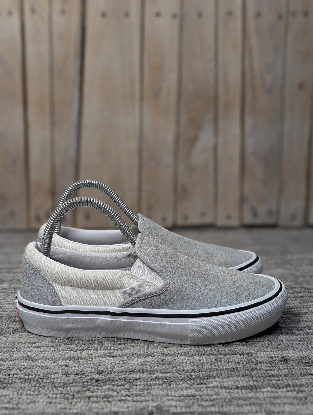 Vans Slip-Ons - Gray Suede & Ivory Canvas - Size 5.5Men/Youth/7 Women